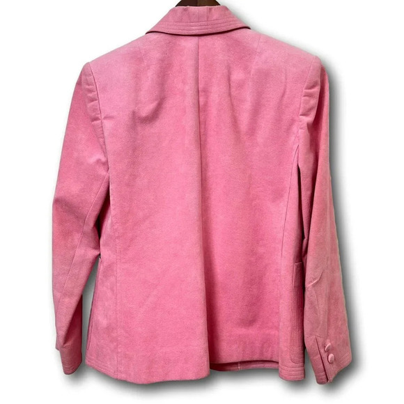 Vintage Women’s Custom Made In Hong Kong Pink Suede Blazer & Skirt Suit Medium - Picture 10 of 16